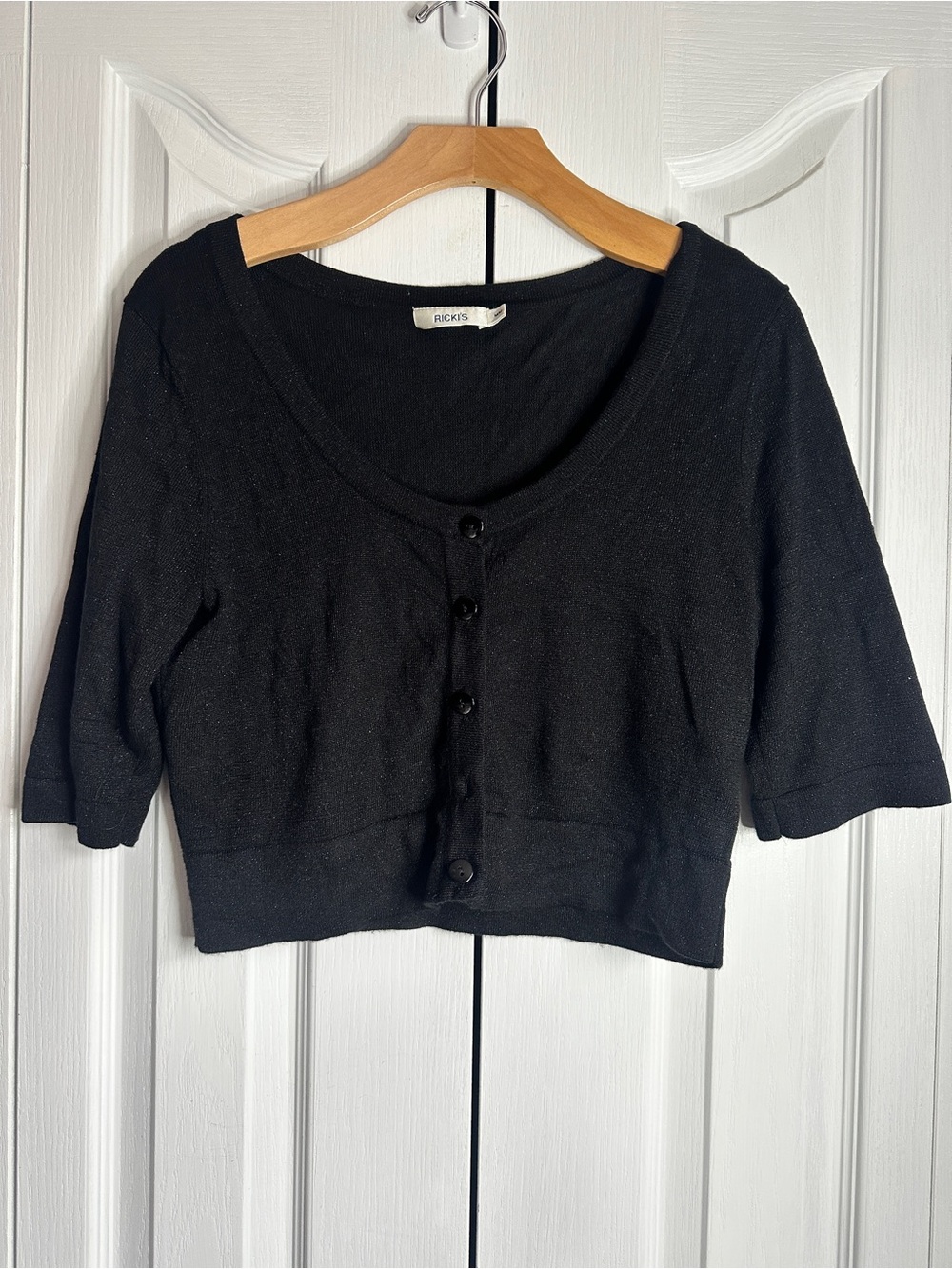 Ricki's Black Cropped Button-Front Cardigan